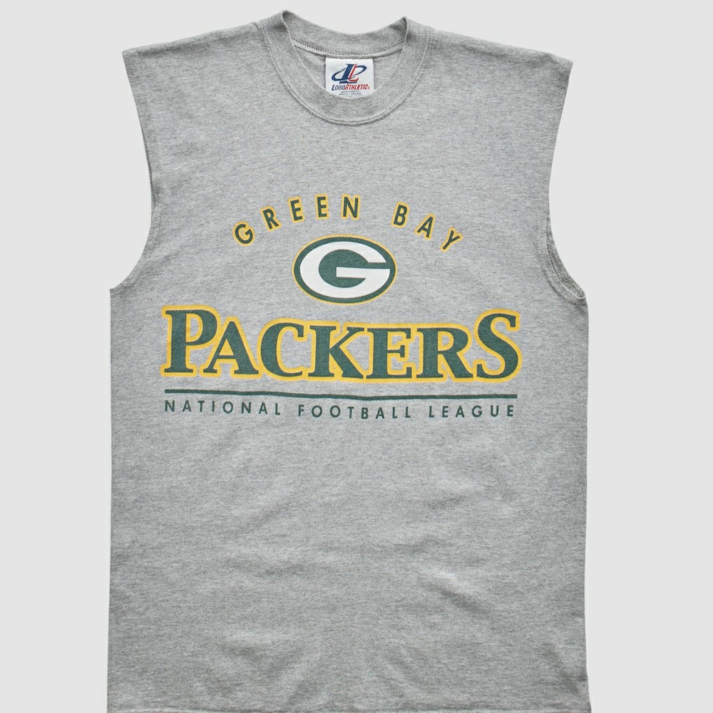Green Bay Packers Logo Athletic 2000s Tank Heather Gray Vintage
