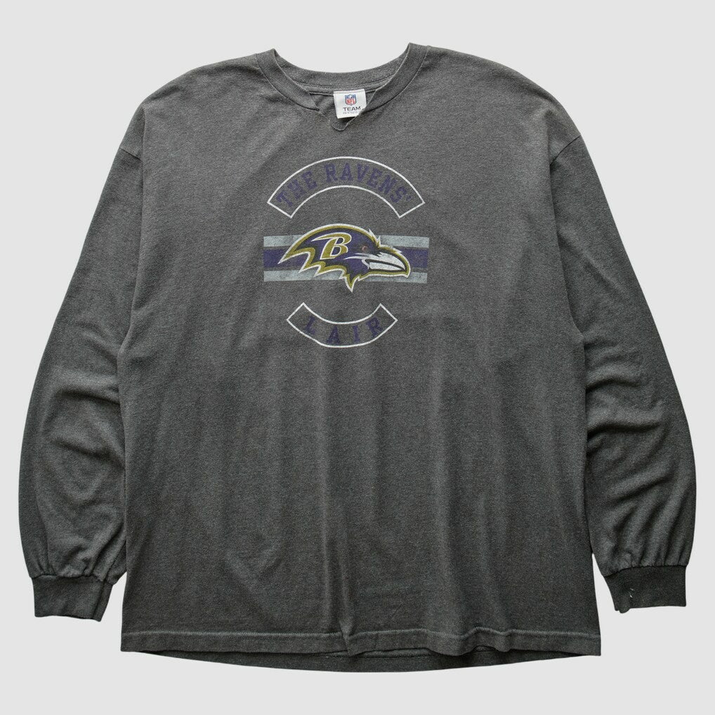 Baltimore Ravens NFL 2010s Long Sleeve T-Shirt Dark Heather Gray Vintage