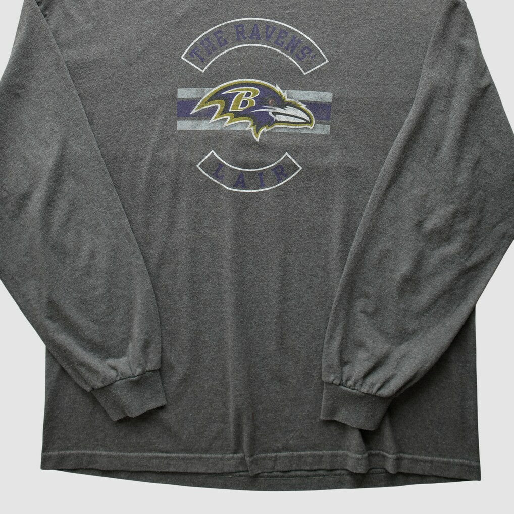 Baltimore Ravens NFL 2010s Long Sleeve T-Shirt Dark Heather Gray Vintage