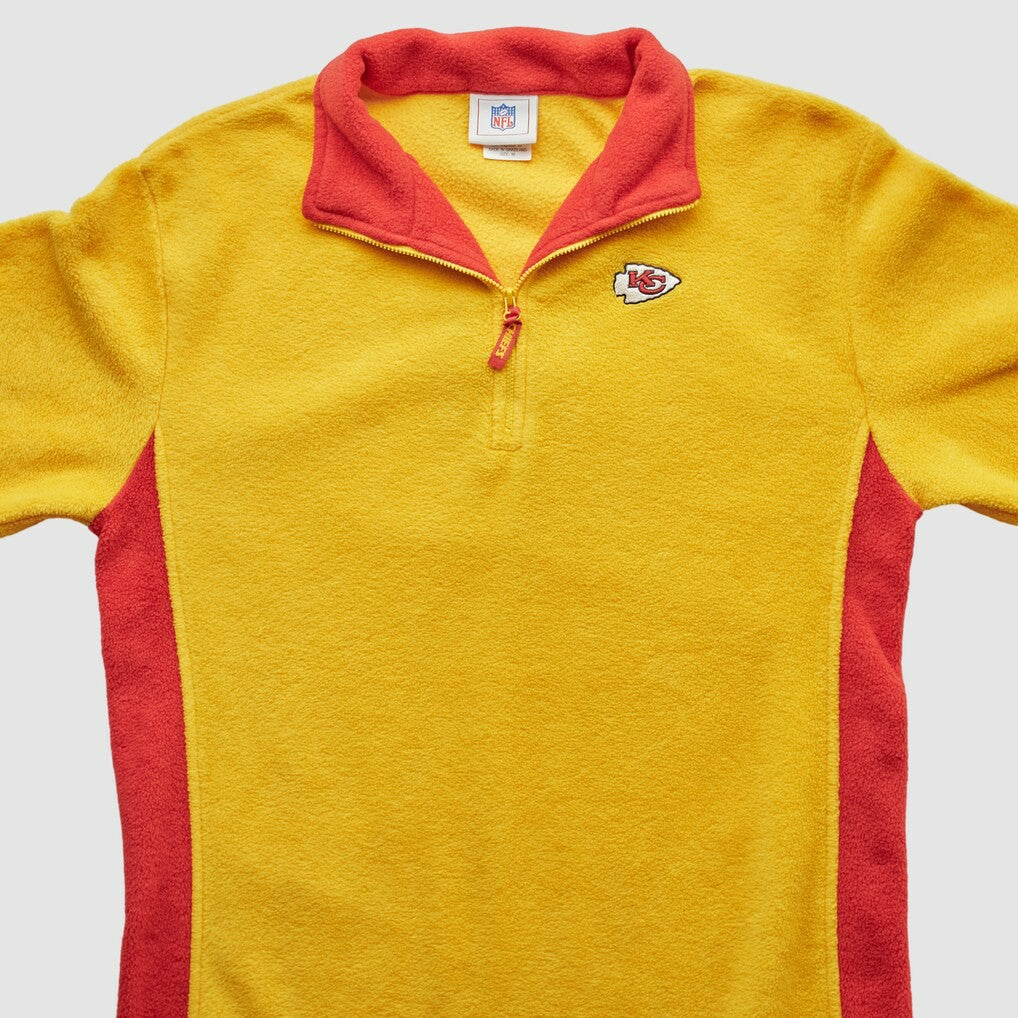 Kansas City Chiefs NFL 2000s 1/4 Zip Sweatshirt Yellow Vintage