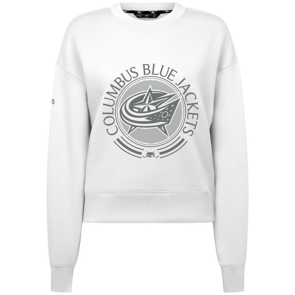 NHL Columbus Blue Jackets Levelwear Women's Slate & Snow Sponge Tri-Blend Sweatshirt - White