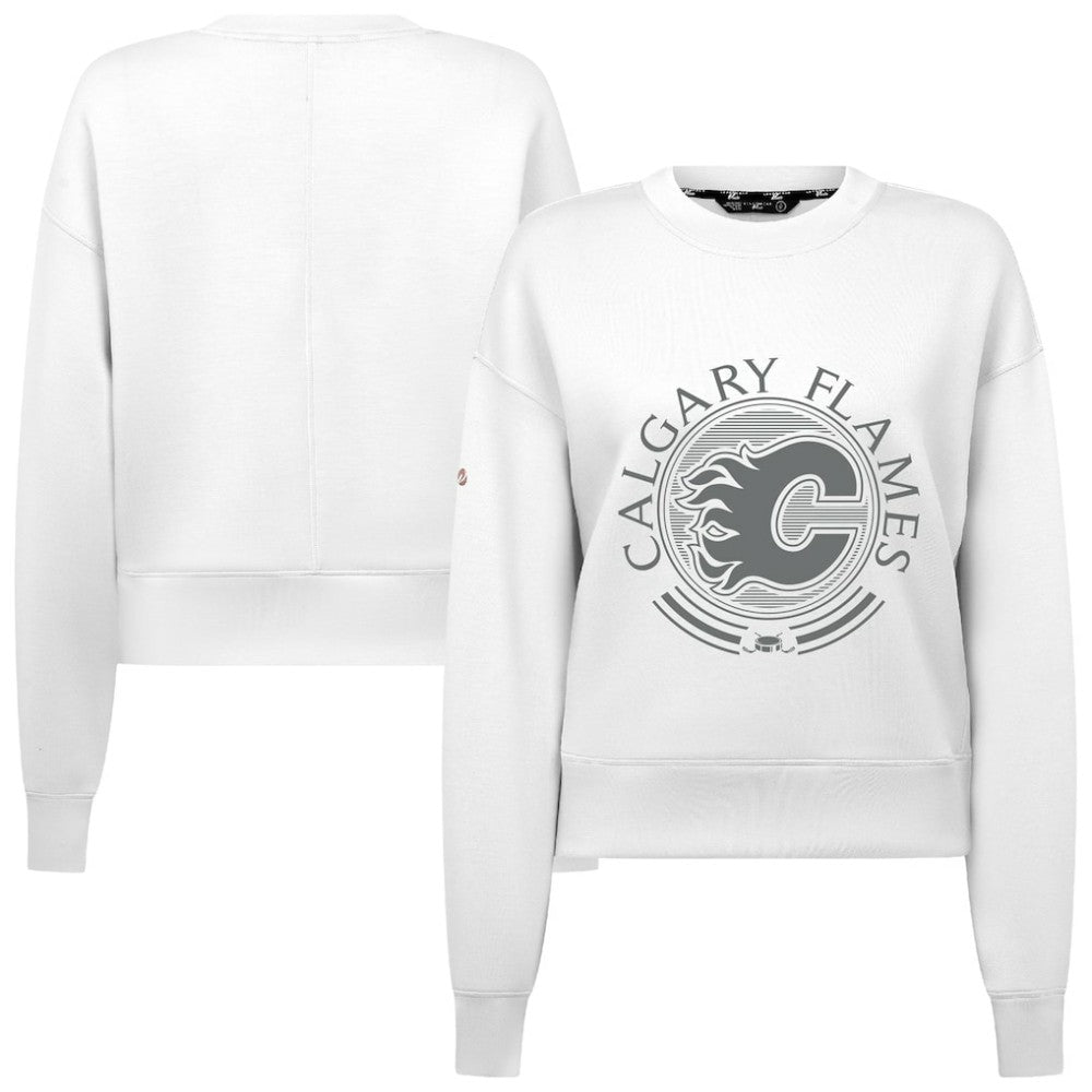 NHL Calgary Flames Levelwear Women's Slate & Snow Sponge Tri-Blend Sweatshirt - White