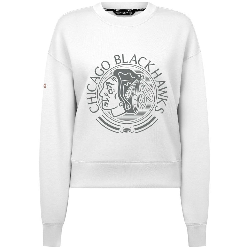 NHL Chicago Blackhawks Levelwear Women's Slate & Snow Sponge Tri-Blend Sweatshirt - White