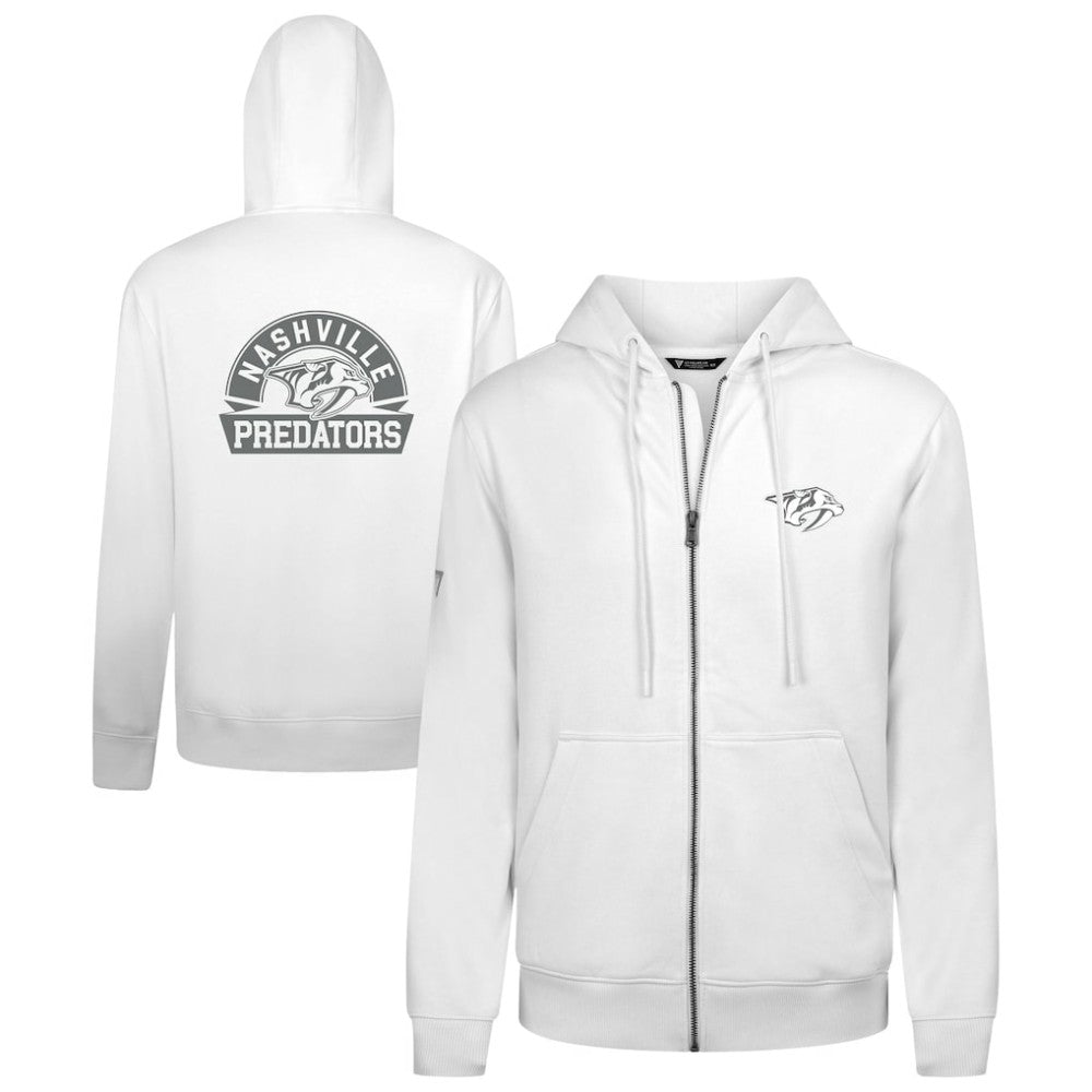 NHL Nashville Predators Levelwear Podium Chenille Logo Full-Zip Hoodie - White