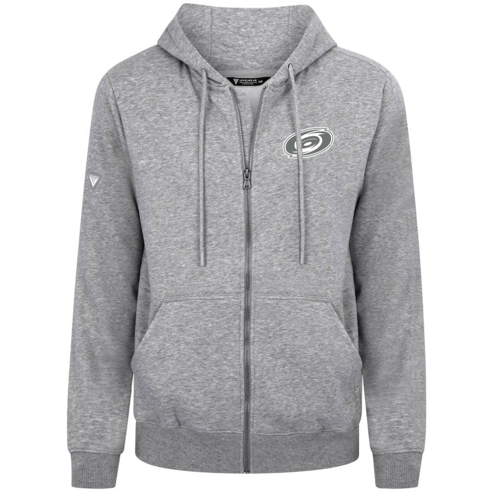 NHL Carolina Hurricanes Levelwear Podium Chenille Logo Full-Zip Hoodie - Gray