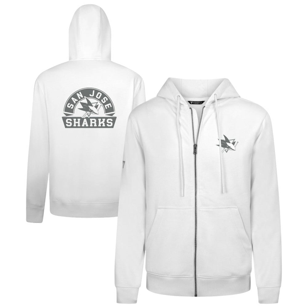 NHL San Jose Sharks Levelwear Podium Chenille Logo Full-Zip Hoodie - White