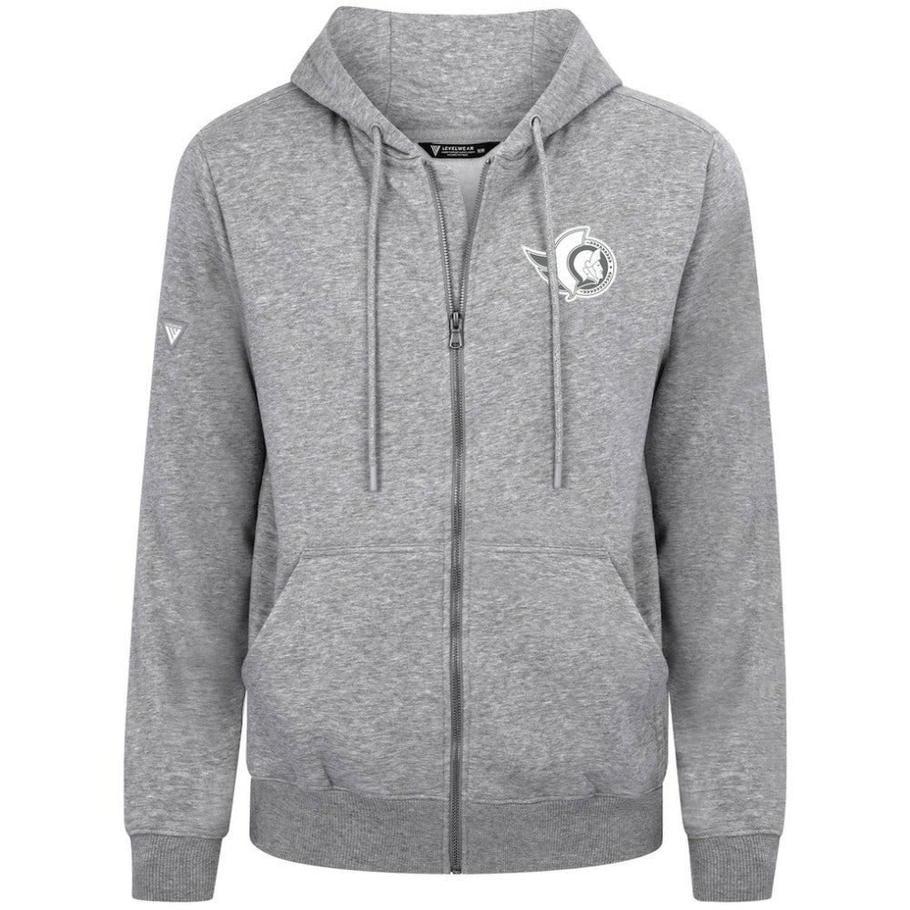 NHL Ottawa Senators Levelwear Podium Chenille Logo Full-Zip Hoodie - Gray