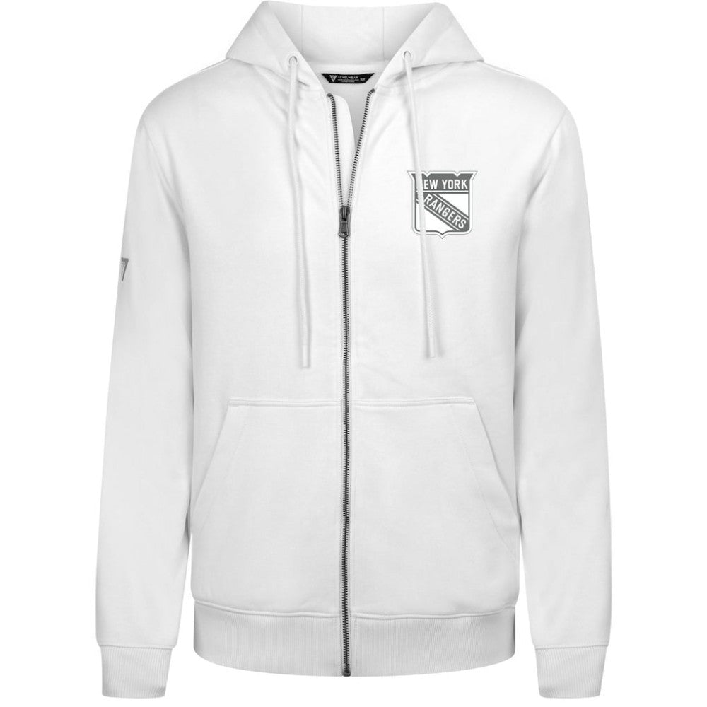 NHL New York Rangers Levelwear Podium Chenille Logo Full-Zip Hoodie - White