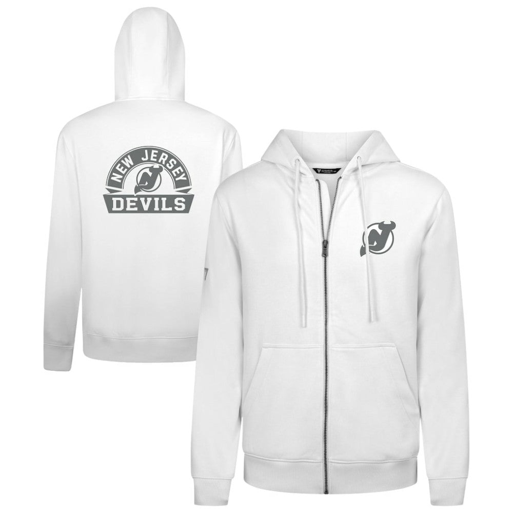 NHL New Jersey Devils Levelwear Podium Chenille Logo Full-Zip Hoodie - White