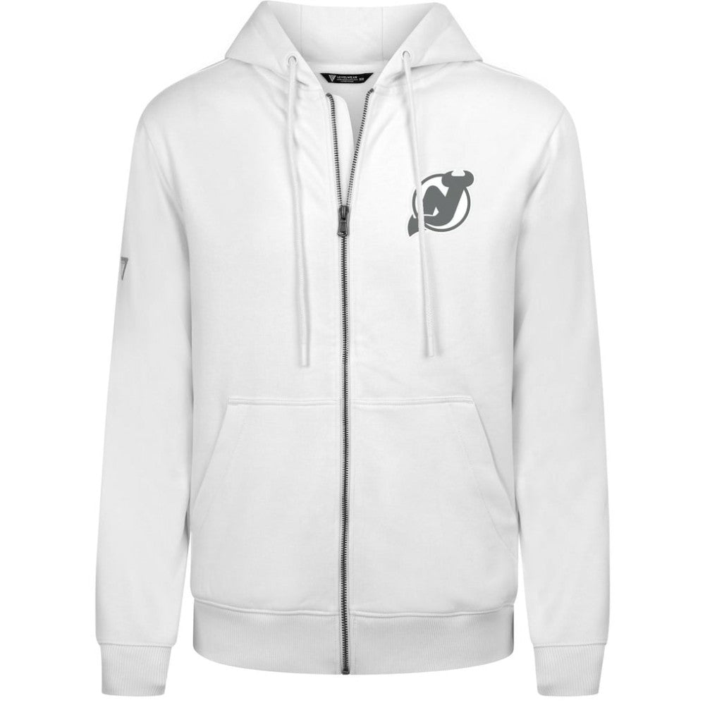 NHL New Jersey Devils Levelwear Podium Chenille Logo Full-Zip Hoodie - White