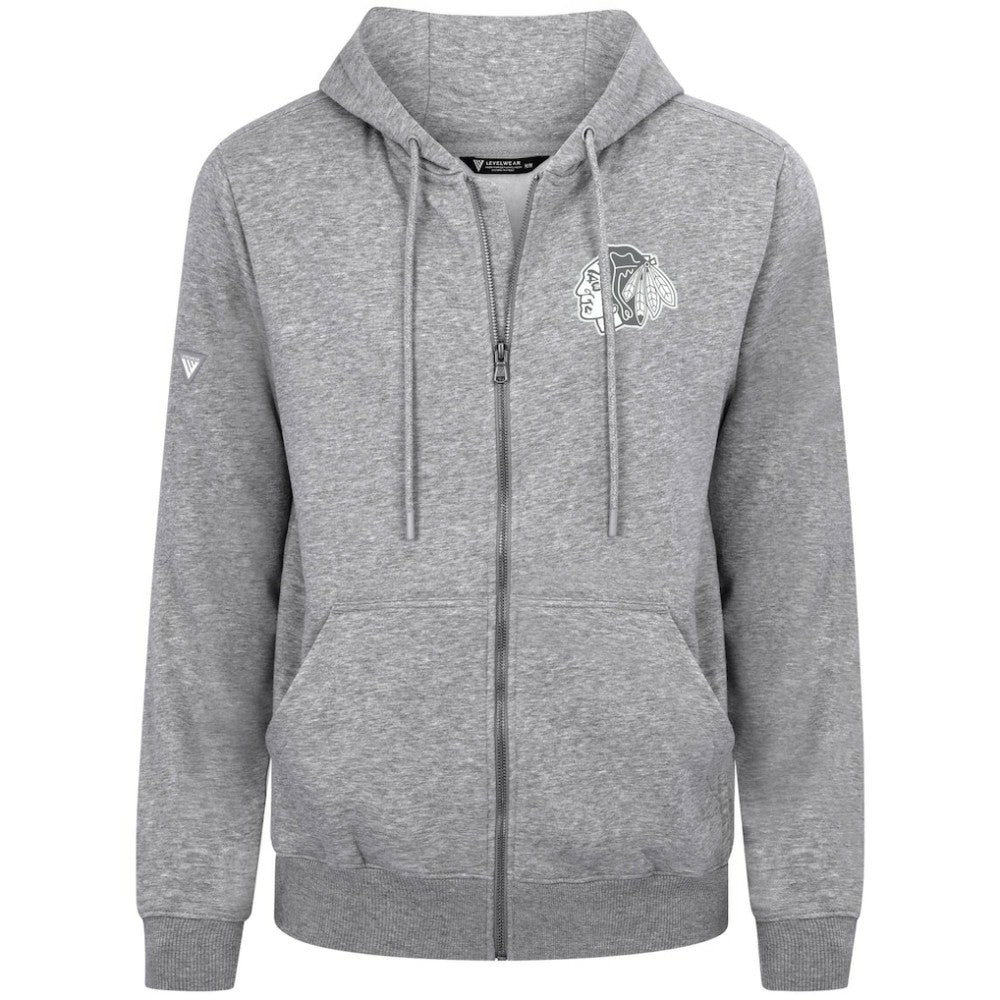 NHL Chicago Blackhawks Levelwear Podium Banner Arch Full-Zip Hoodie - Gray