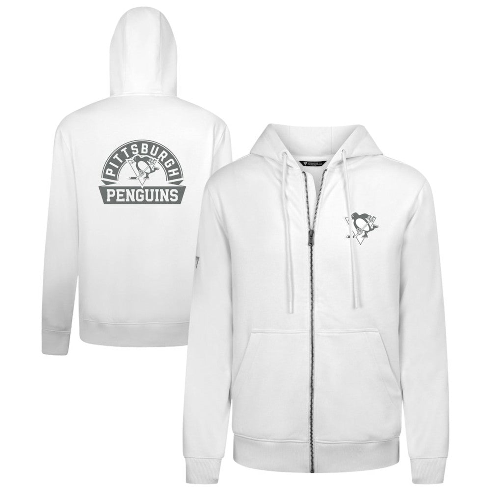 NHL Pittsburgh Penguins Levelwear Podium Banner Arch Full-Zip Hoodie - White
