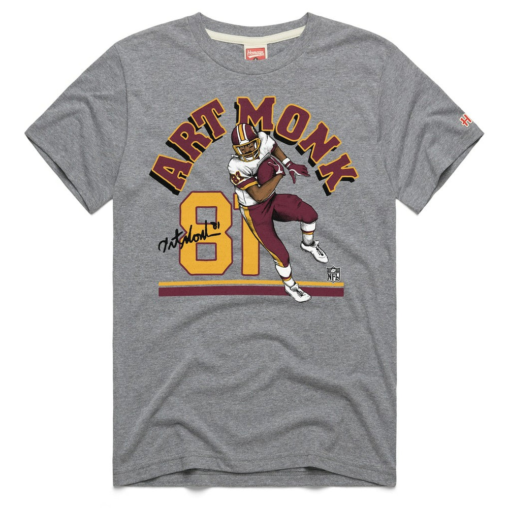 Art Monk Washington Commanders Homage Unisex Retired Player Classic Illustration Tri-Blend T-Shirt Gray