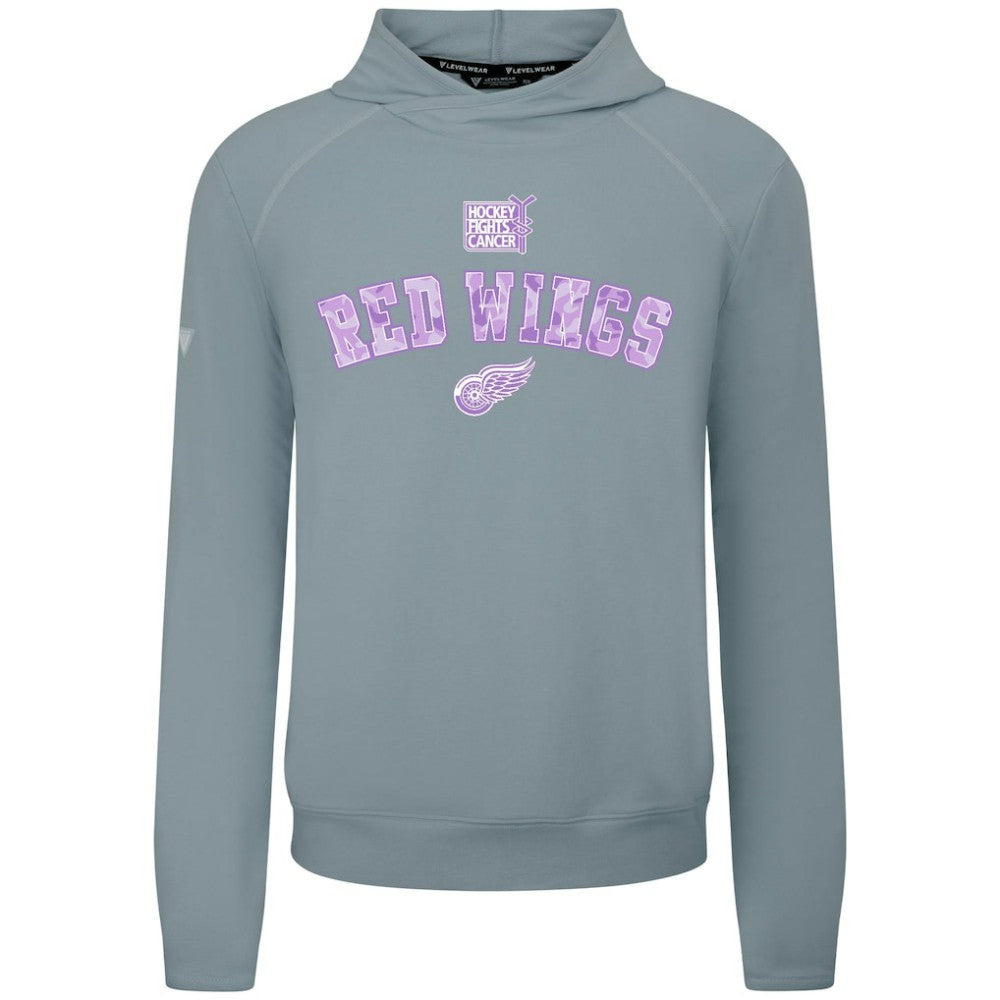 NHL Detroit Red Wings Levelwear Hockey Fights Cancer Mandate Tri-Blend Hoodie - Gray