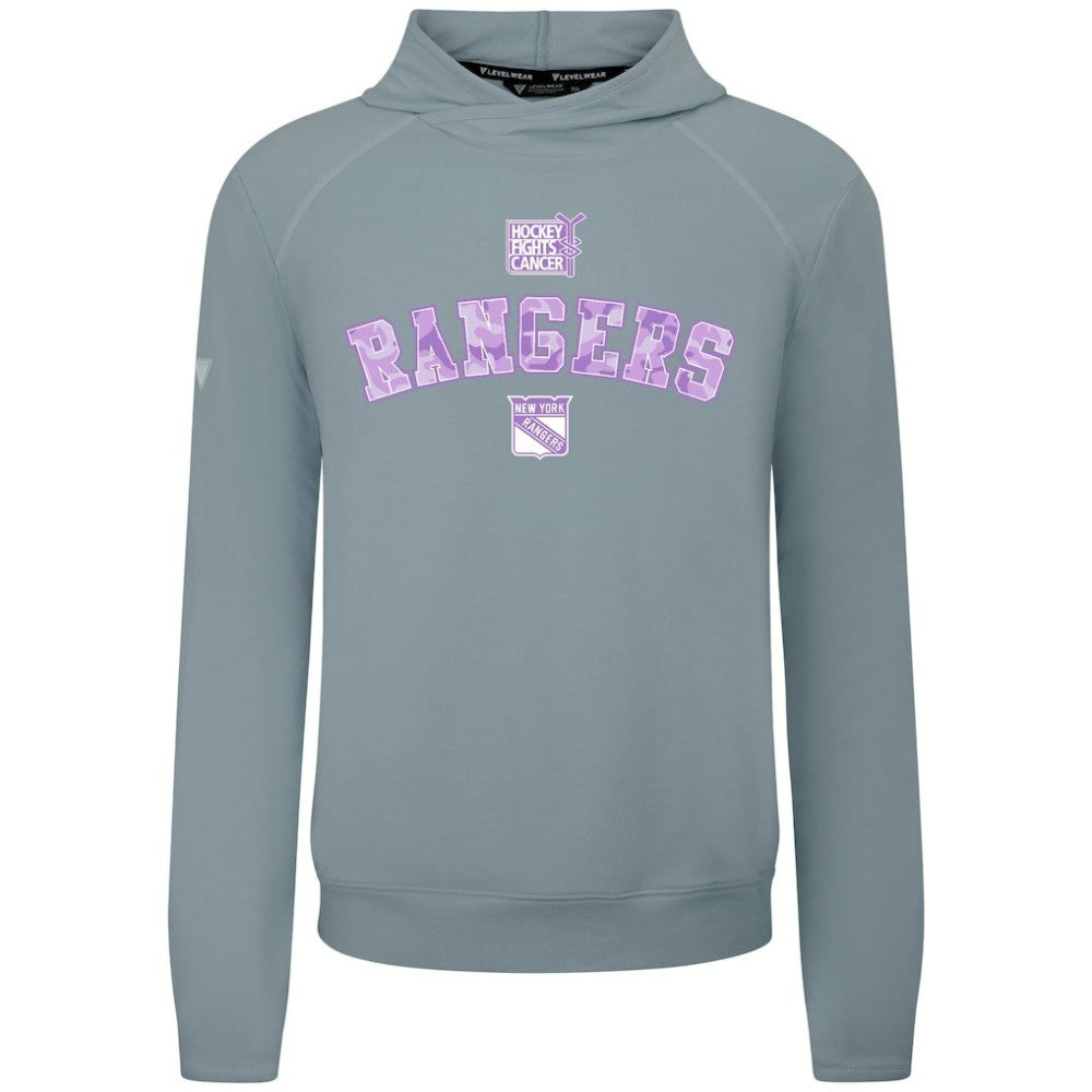NHL New York Rangers Levelwear Hockey Fights Cancer Mandate Tri-Blend Hoodie - Gray