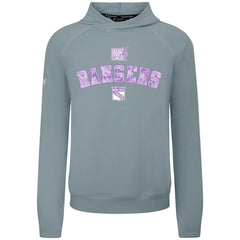 NHL New York Rangers Levelwear Hockey Fights Cancer Mandate Tri-Blend Hoodie - Gray