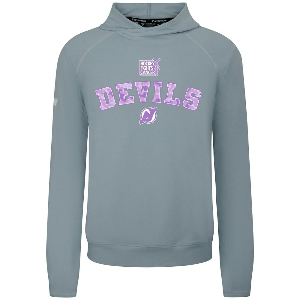 NHL New Jersey Devils Levelwear Hockey Fights Cancer Mandate Tri-Blend Hoodie - Gray