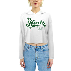 Jalen Hurts Philadelphia Eagles Majestic Threads Women's Glitter Wordmark Hoodie White