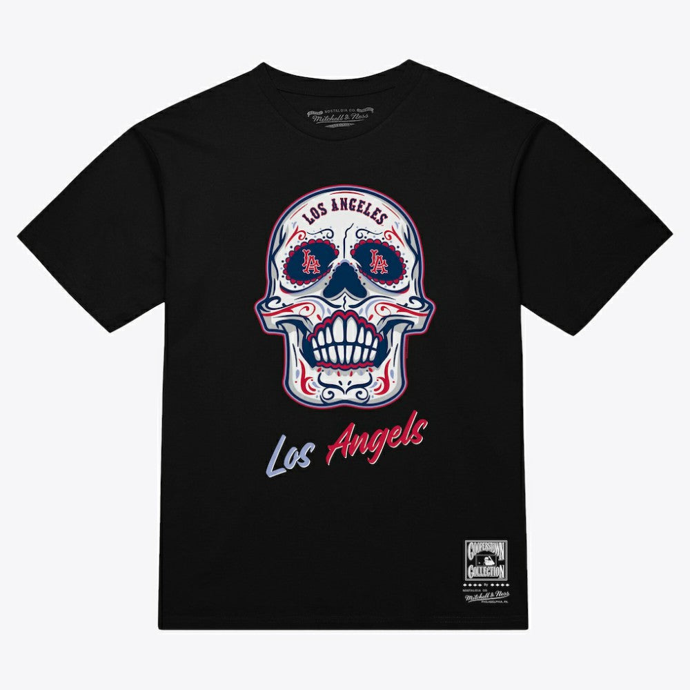 Los Angeles Angels Mitchell & Ness Women's Sugar Skull Boxy T-Shirt - Black T-shirts