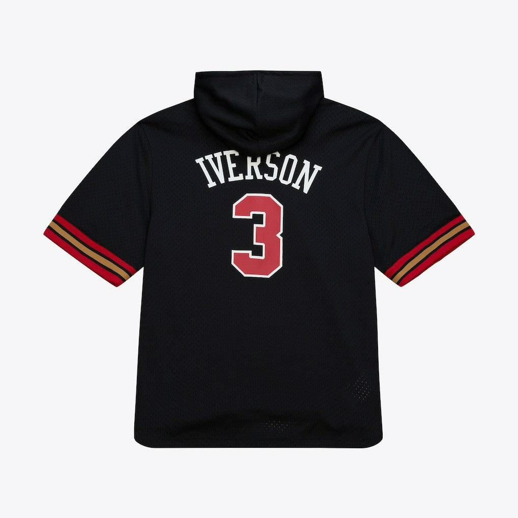 Allen Iverson Philadelphia 76ers Mesh Name & Number Short Sleeve Hoodie Black