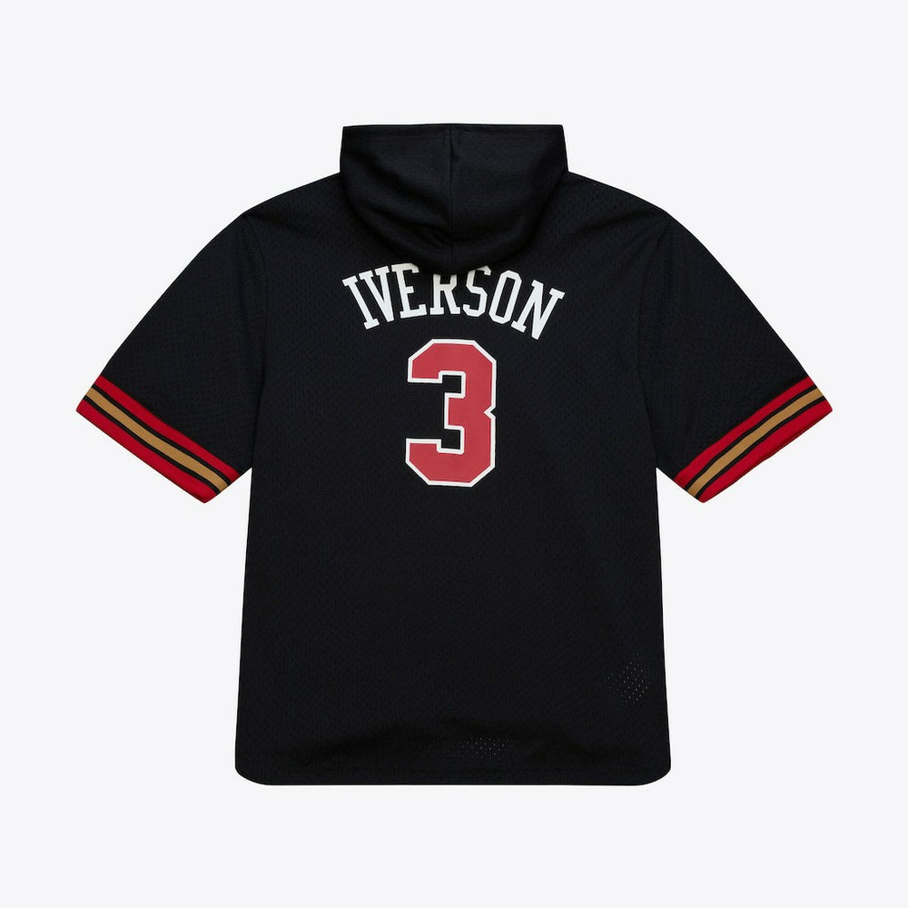 Allen Iverson Philadelphia 76ers Mesh Name & Number Short Sleeve Hoodie Black