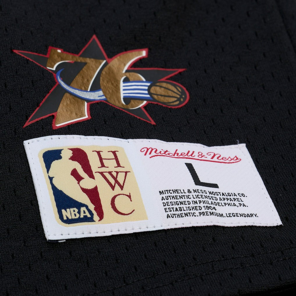 Allen Iverson Philadelphia 76ers Mesh Name & Number Short Sleeve Hoodie Black