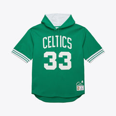 Larry Bird Boston Celtics Mesh Name & Number Short Sleeve Hoodie Kelly Green