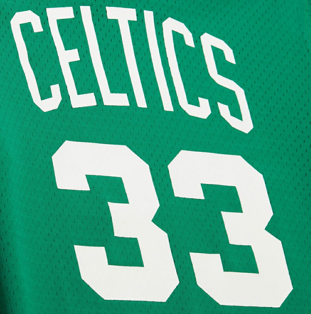 Larry Bird Boston Celtics Mesh Name & Number Short Sleeve Hoodie Kelly Green