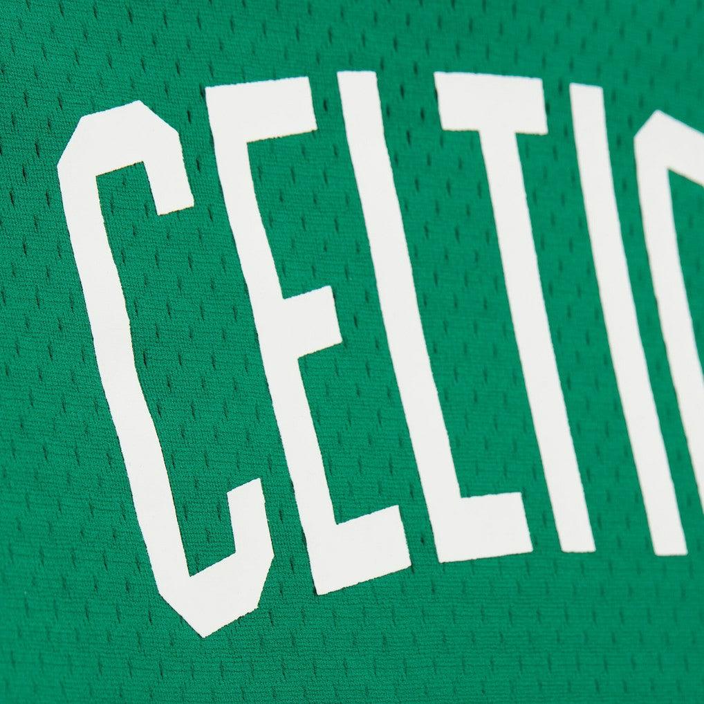 Larry Bird Boston Celtics Mesh Name & Number Short Sleeve Hoodie Kelly Green