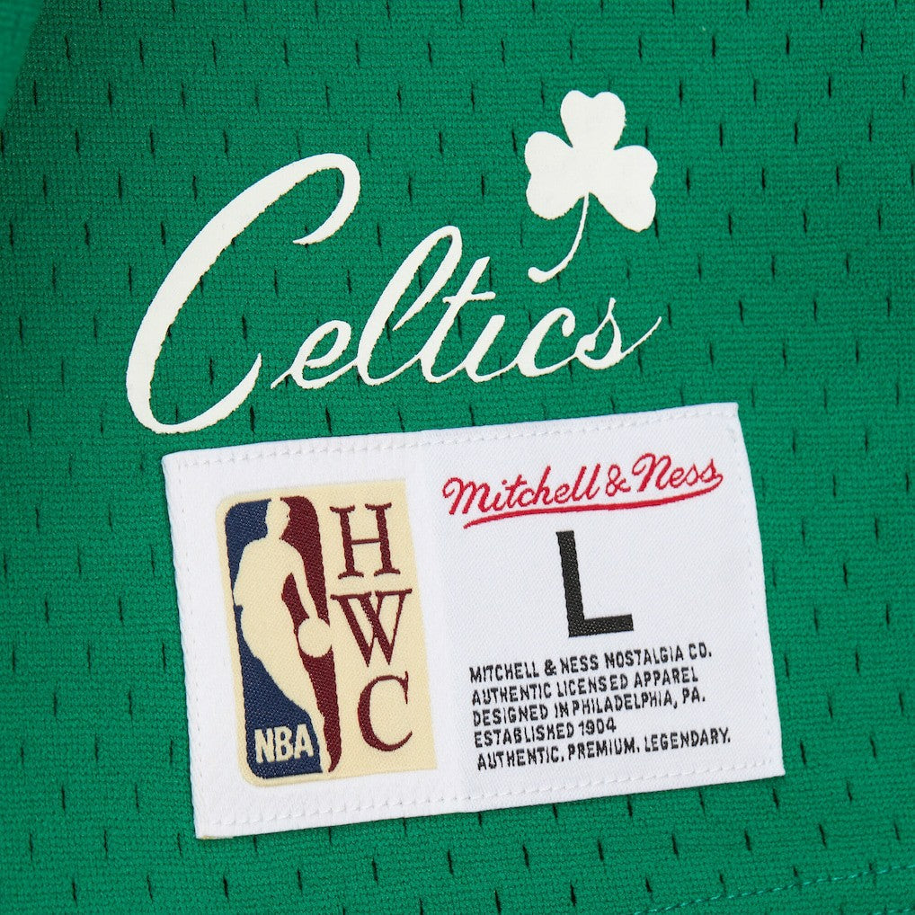 Larry Bird Boston Celtics Mesh Name & Number Short Sleeve Hoodie Kelly Green