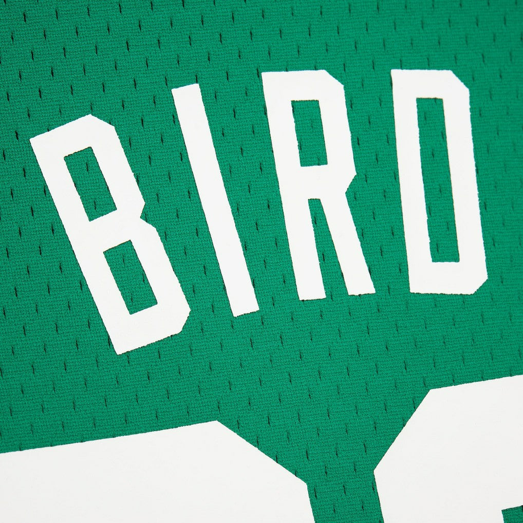 Larry Bird Boston Celtics Mesh Name & Number Short Sleeve Hoodie Kelly Green