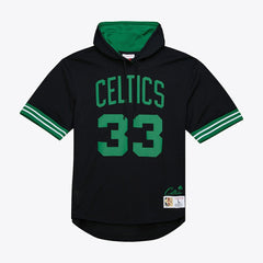 Larry Bird Boston Celtics Mesh Name & Number Short Sleeve Hoodie Black
