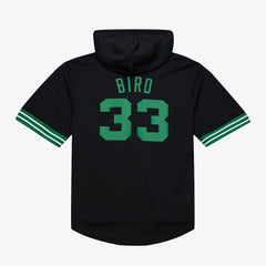 Larry Bird Boston Celtics Mesh Name & Number Short Sleeve Hoodie Black