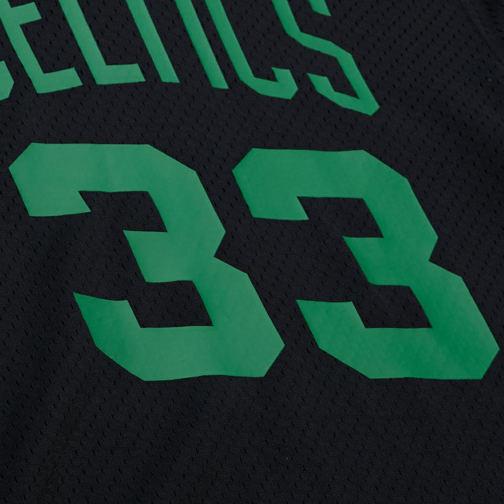 Larry Bird Boston Celtics Mesh Name & Number Short Sleeve Hoodie Black