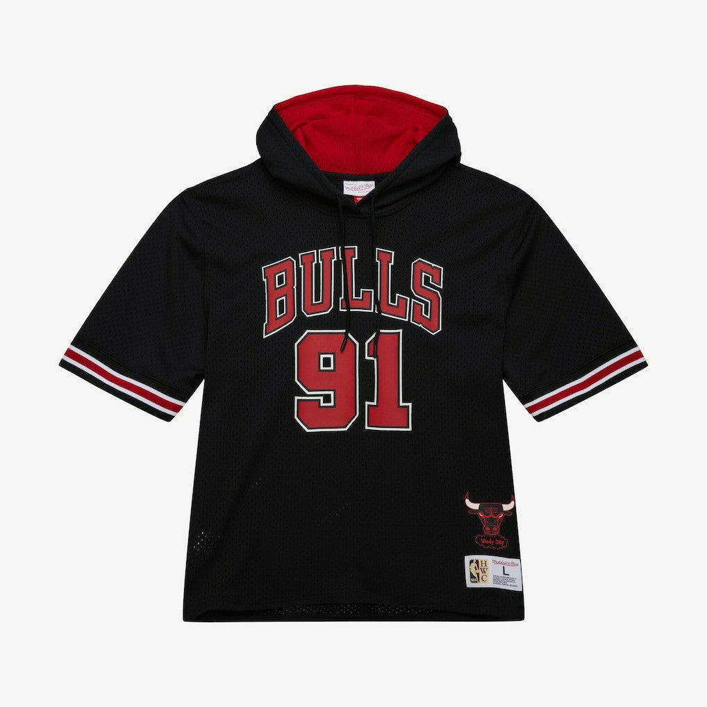 Dennis Rodman Chicago Bulls Mesh Name & Number Short Sleeve Hoodie Black