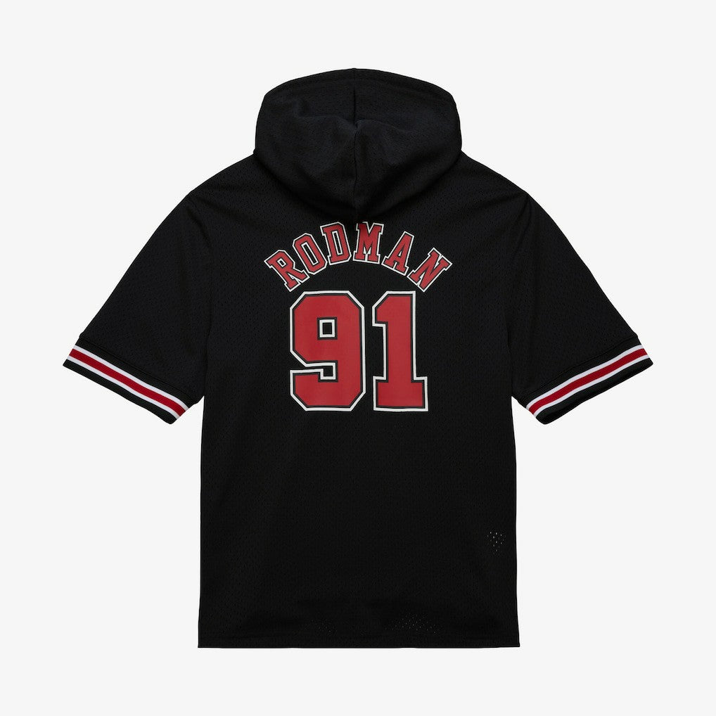 Dennis Rodman Chicago Bulls Mesh Name & Number Short Sleeve Hoodie Black