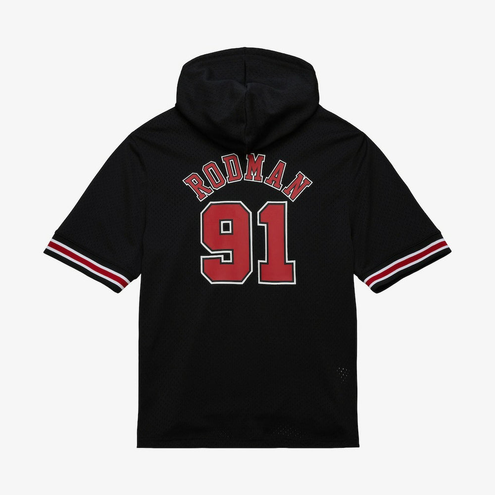 Dennis Rodman Chicago Bulls Mesh Name & Number Short Sleeve Hoodie Black