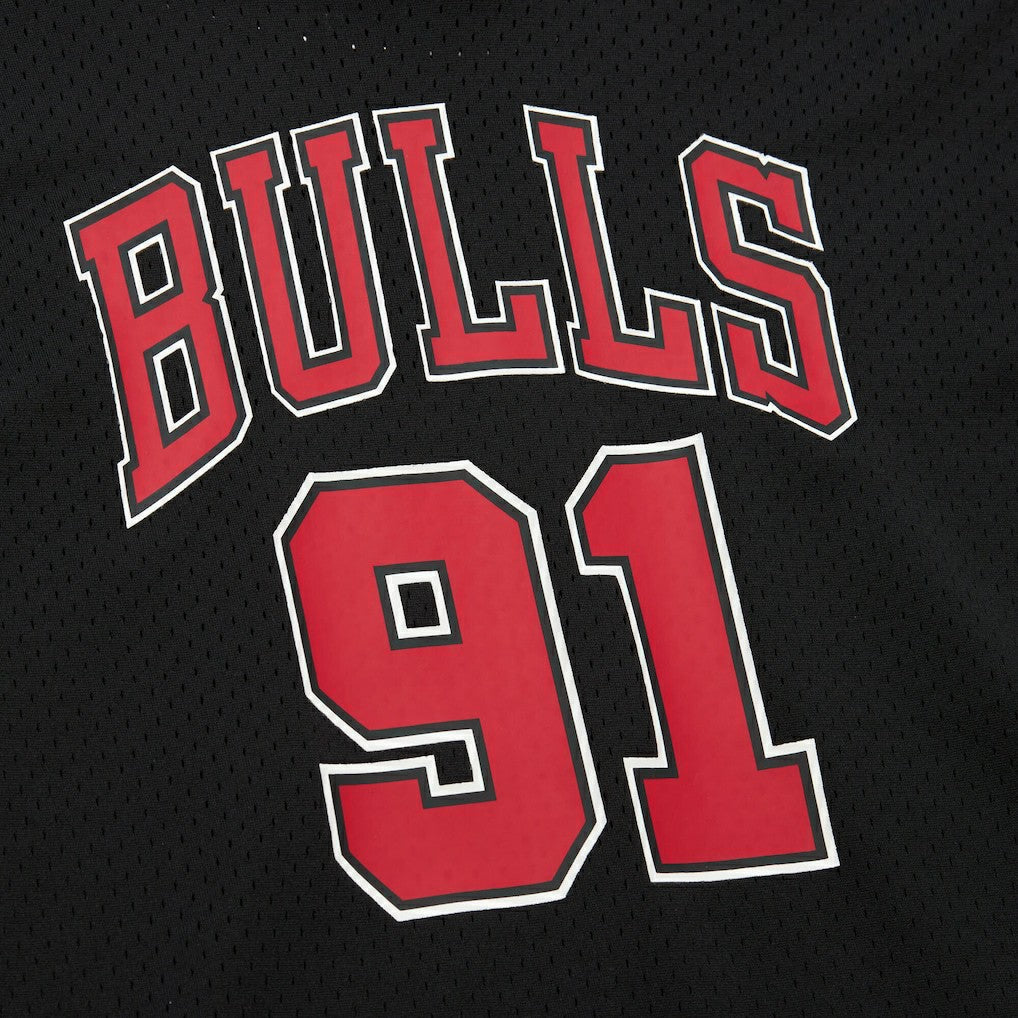 Dennis Rodman Chicago Bulls Mesh Name & Number Short Sleeve Hoodie Black