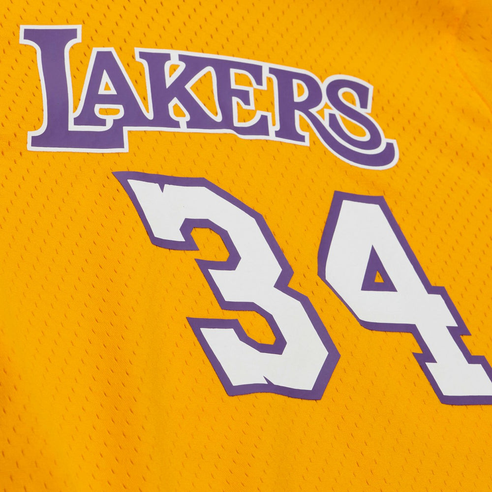 Shaquille O'Neal Los Angeles Lakers Mesh Name & Number Short Sleeve Hoodie Gold