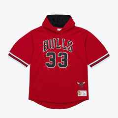 Scottie Pippen Chicago Bulls Mesh Name & Number Short Sleeve Hoodie Red