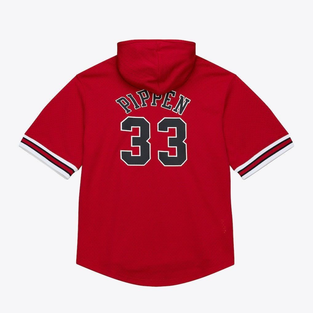 Scottie Pippen Chicago Bulls Mesh Name & Number Short Sleeve Hoodie Red