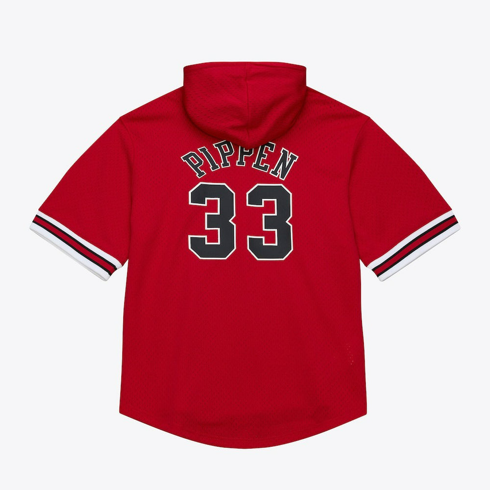 Scottie Pippen Chicago Bulls Mesh Name & Number Short Sleeve Hoodie Red