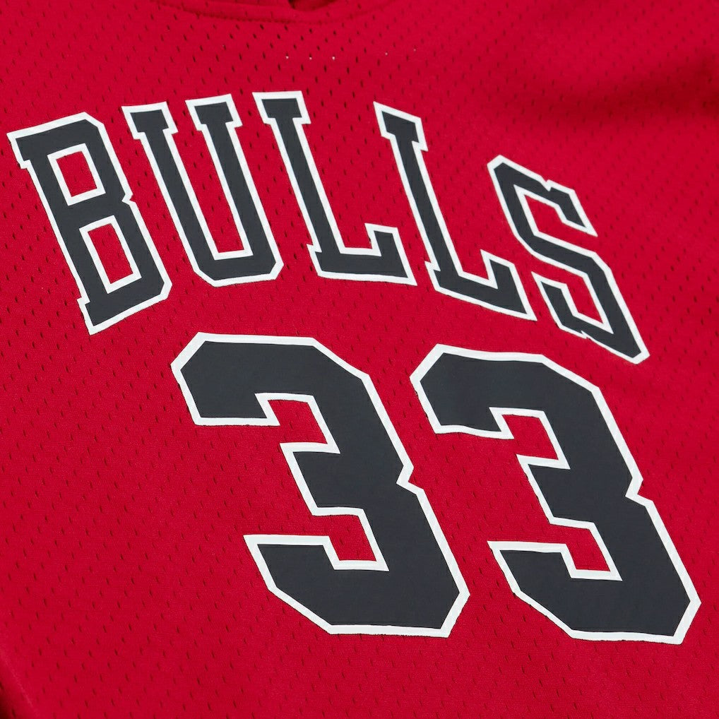 Scottie Pippen Chicago Bulls Mesh Name & Number Short Sleeve Hoodie Red