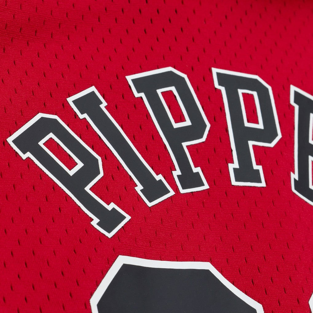 Scottie Pippen Chicago Bulls Mesh Name & Number Short Sleeve Hoodie Red