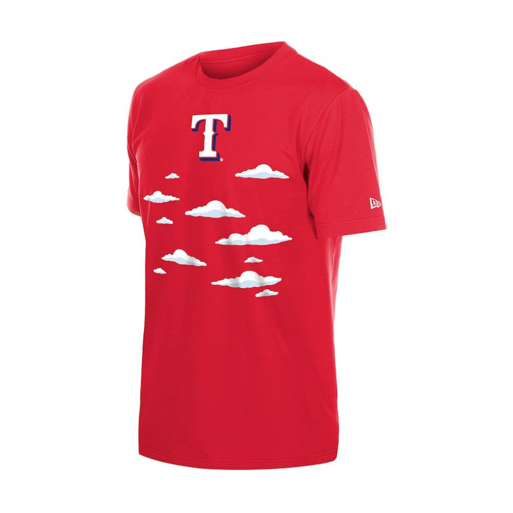 Texas Rangers New Era MLB x Simpsons 2026 Collab Clouds T-Shirt - Red T-shirts