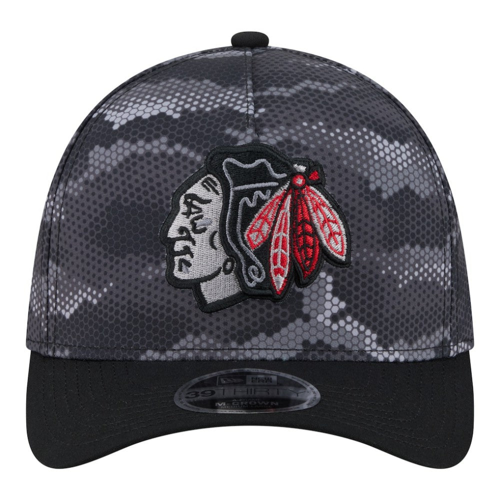 NHL Chicago Blackhawks New Era Zero Dark 39THIRTY Flex Hat - Black