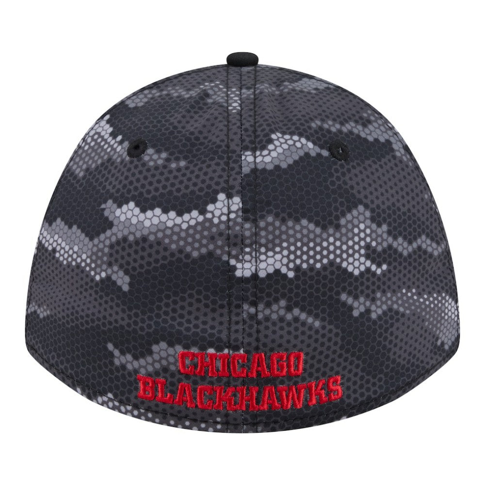 NHL Chicago Blackhawks New Era Zero Dark 39THIRTY Flex Hat - Black