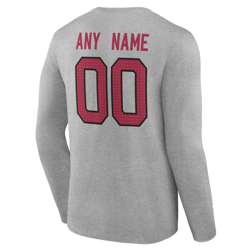 Arizona Cardinals Team Authentic Personalized Name & Number Long Sleeve T-Shirt Gray