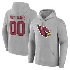 Arizona Cardinals Team Authentic Personalized Name & Number Hoodie Gray