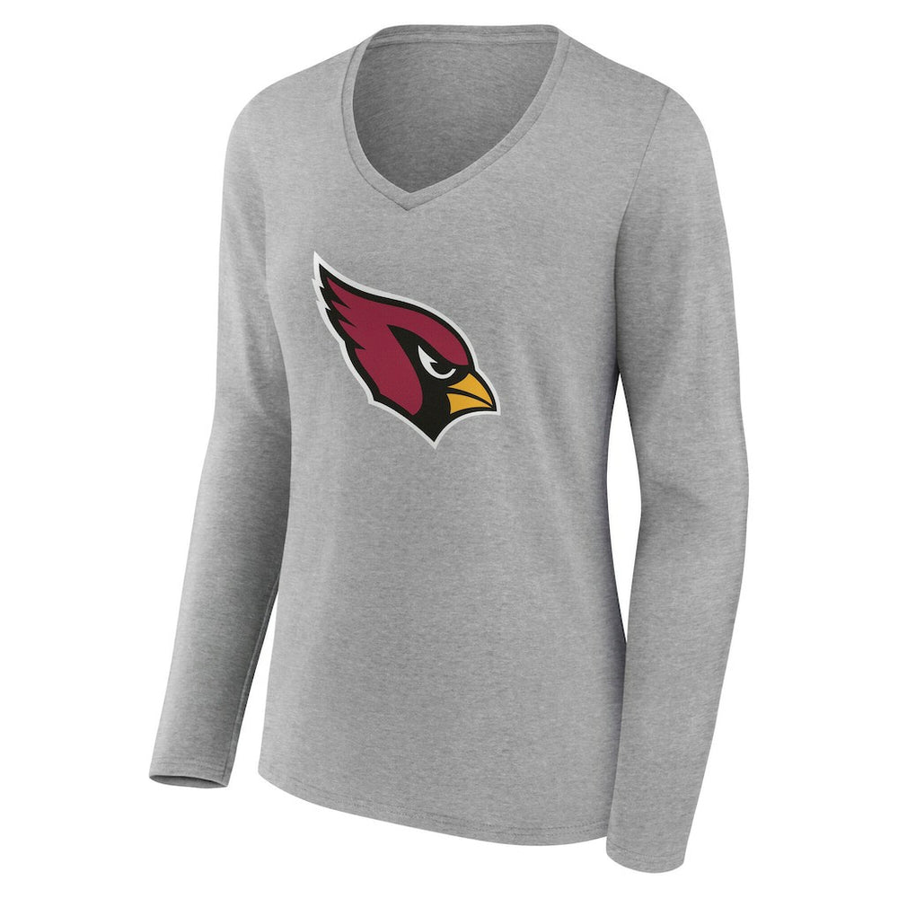 Arizona Cardinals Women's Team Authentic Personalized Name & Number Long Sleeve V-Neck T-Shirt Gray